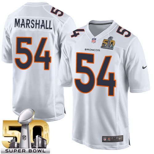 Nike Broncos #54 Brandon Marshall White Super Bowl 50 Men's Stitched NFL Game Event Jersey